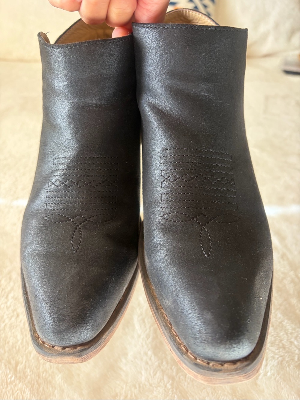 Roper Black Leather Ankle Booties with Subtle Stitch Detail
